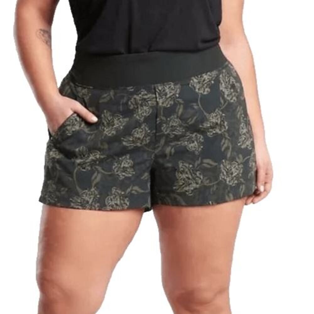 Athleta Women's Trekkie North Printed Hiking Shorts Plus Sz 26 Green Floral
